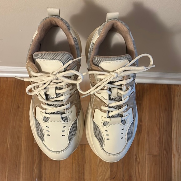 Shoes - Cushionaire Strike Chunky Cream and Tan Sneakers